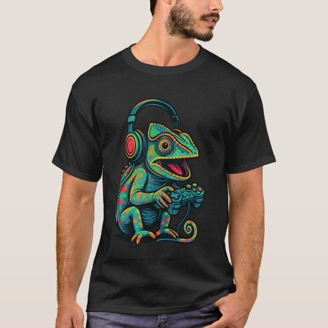 Söt kameleont TV-spelkontroll rolig spelare T Shirt (Framsida)