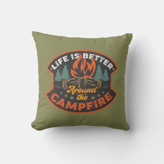 Söt kamper campfire ord art kudde (Framsida)