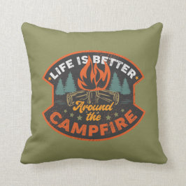 Söt kamper campfire ord art kudde