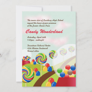 Söt kandy wonderland junior high prom formal inbjudningar