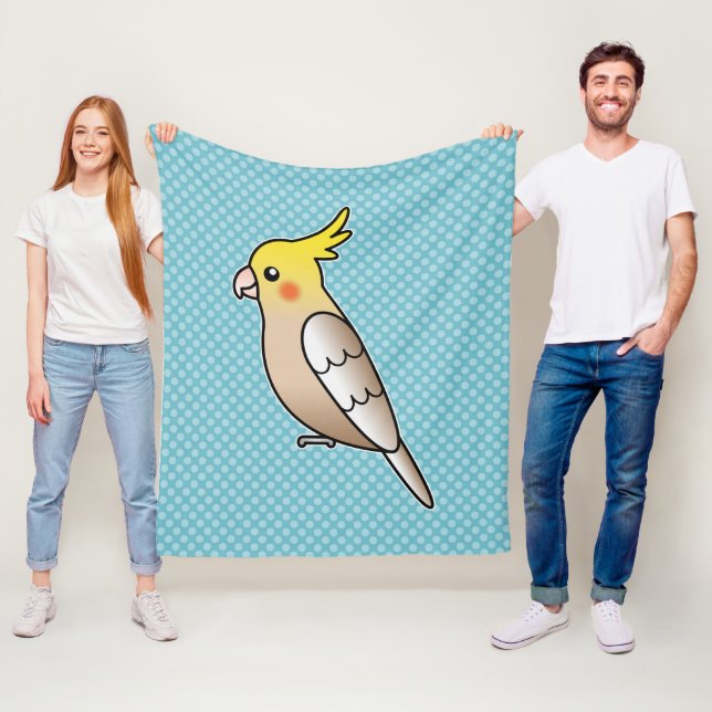 Söt Kanelkakadua Tecknad Fågelillustration Fleecefilt (På plats)