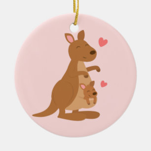 Söt känguru baby joey barn rum dekor julgransprydnad keramik