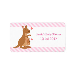 Söt känguru baby shower festliga godsaker adressetikett