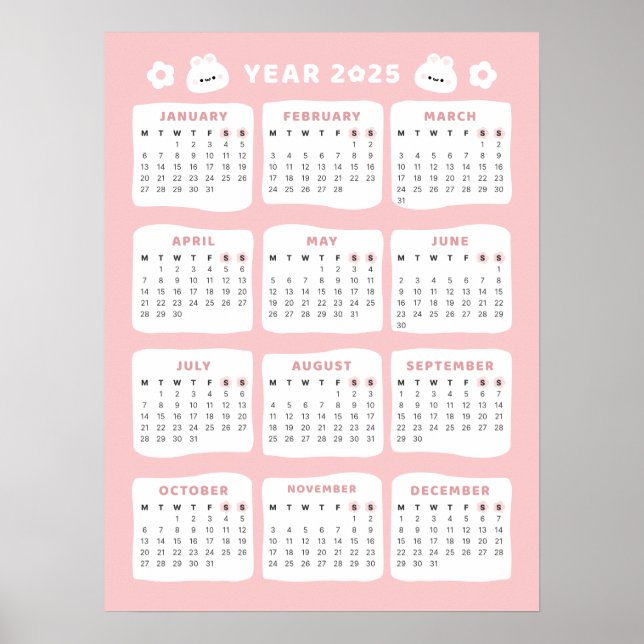 Söt Kanin 2025 Kalender Poster (Framsidan)