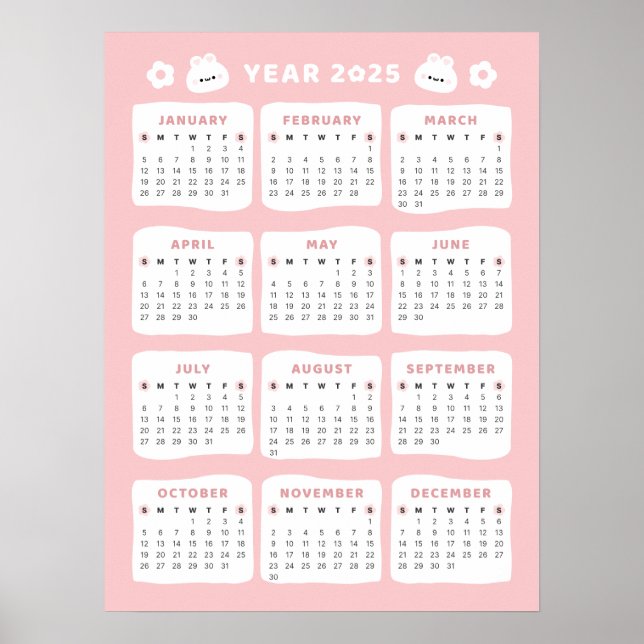 Söt Kanin 2025 Kalender Poster (Framsidan)