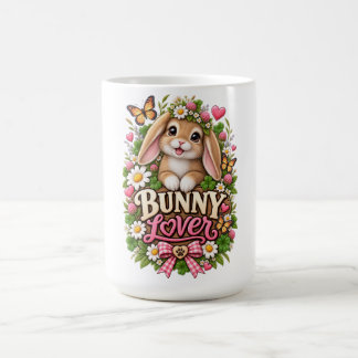 Söt Kanin Älskare Blommig Stuga Trädgård Kanin Kaffemugg