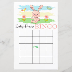 Söt kanin baby shower bingo kort