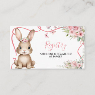 Söt kanin baby shower flicka rosa blommig önskelis tilläggskort