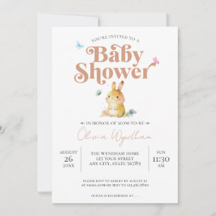 Söt kanin Baby Shower Neutral Inbjudningar