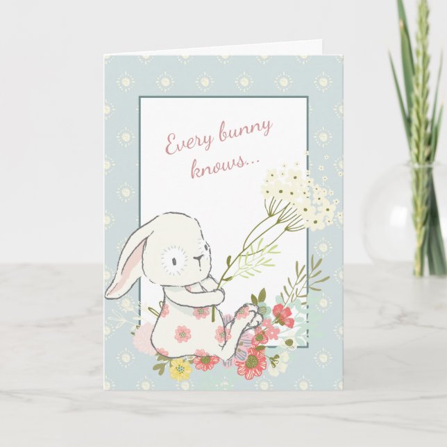 Söt Kanin Bästa Mamma Mors Dag-kort Kort (Framsida)