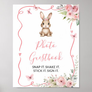Söt kanin bebisdopp flicka fotogästbok poster