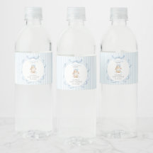Söt kanin, blå rosett, blå ränder, baby shower