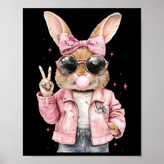 Söt Kanin Blåser Bubbla Rolig Påsk Poster (Framsidan)