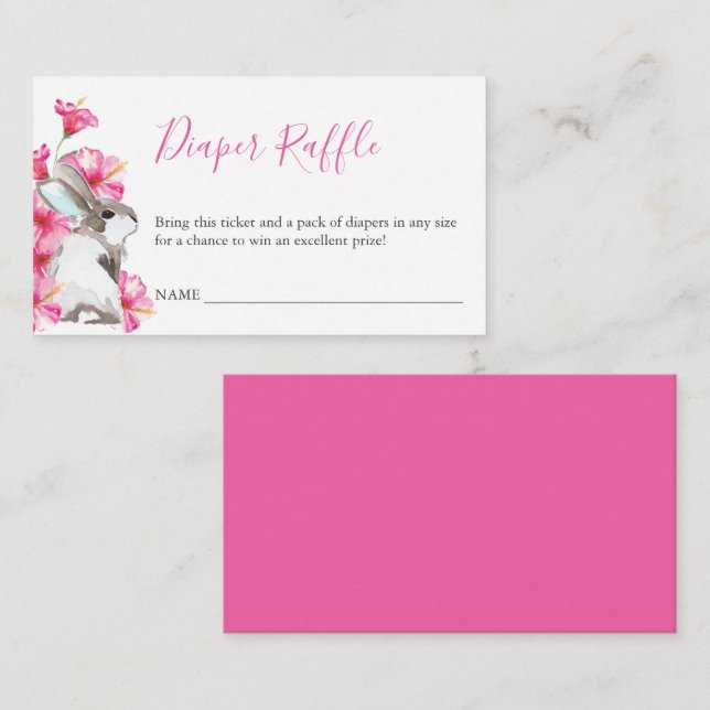 Söt kanin blöja lotteri inbjudan bifogad (Fram/baksida)