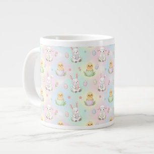 Söt kanin Chick & Lamm Påskmönster Jumbo Mugg