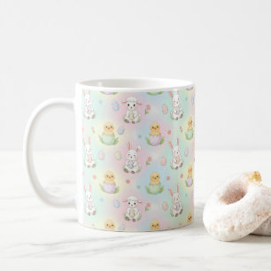 Söt kanin Chick & Lamm Påskmönster Kaffemugg