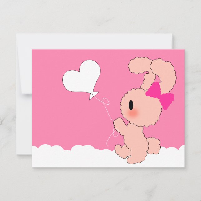 Söt kanin Cute 4e födelsedagen inbjudan (Framsida)