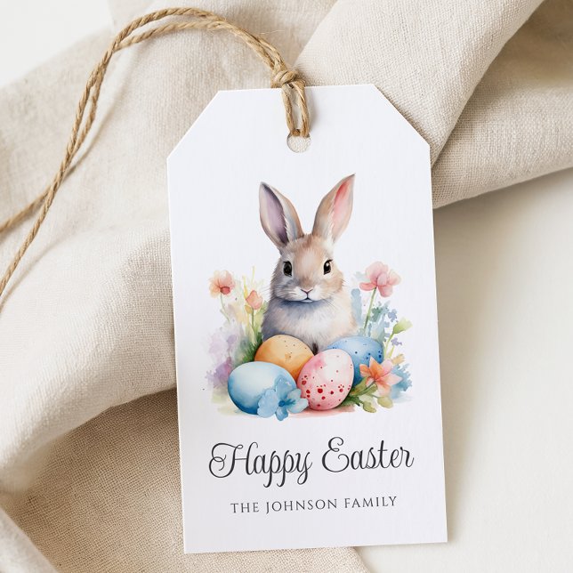 Söt Kanin Färgglad Glad Påsk Presentetikett (Cute Bunny Colorful Happy Easter Gift Tags)