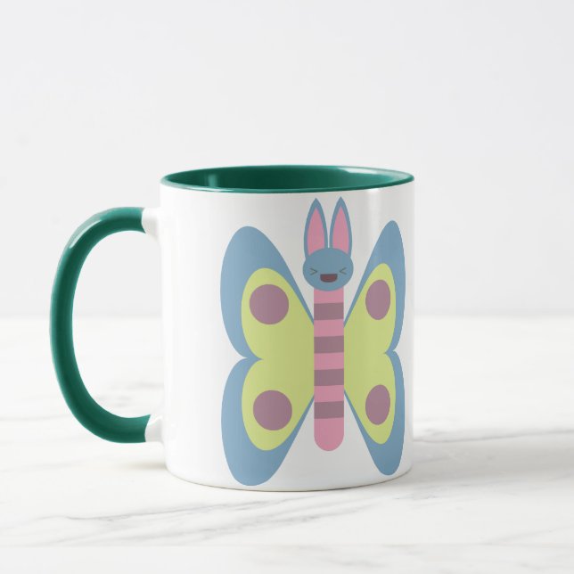 Söt Kanin Fjäril Hybrid Blandning Bedårande Mugg (Vänster)
