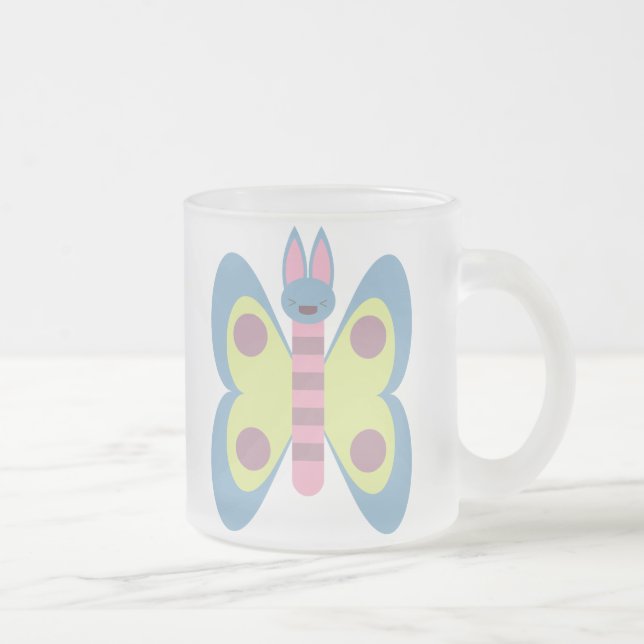 Söt Kanin Fjäril Hybrid Kawaii Frostad Glasmugg (Höger)