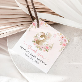 Söt Kanin, Fjäril, Rosa Blommor, Baby Shower Gåvor Etiketter