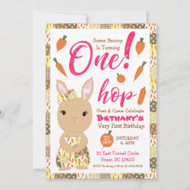 Söt kanin födelsedagsinbjudan för tjejer inbjudningar