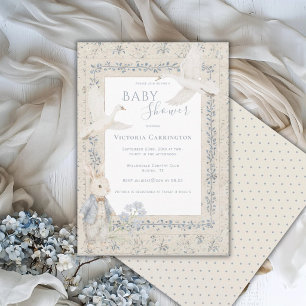 Söt kanin & Gäss Vintage Baby Shower Inbjudningar