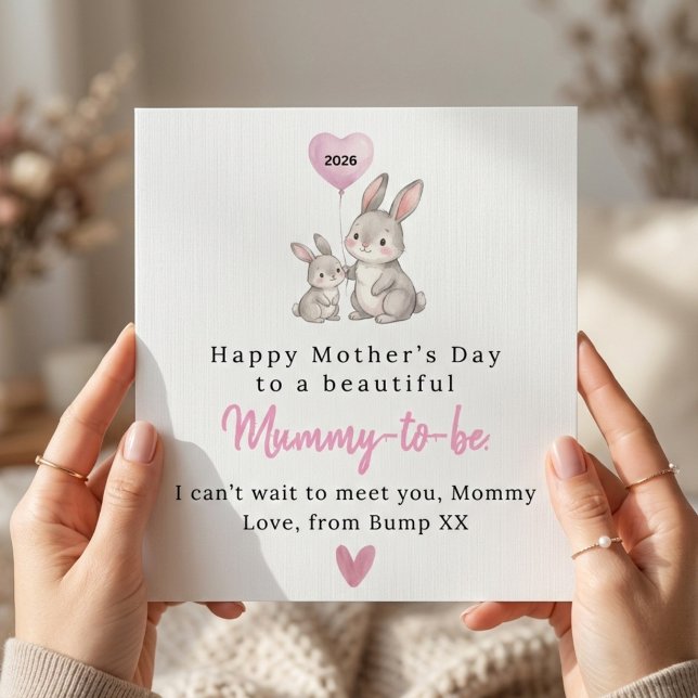 Söt Kanin Glad Mors Dag Kort till Mamma att Bli (Skapare uppladdad)