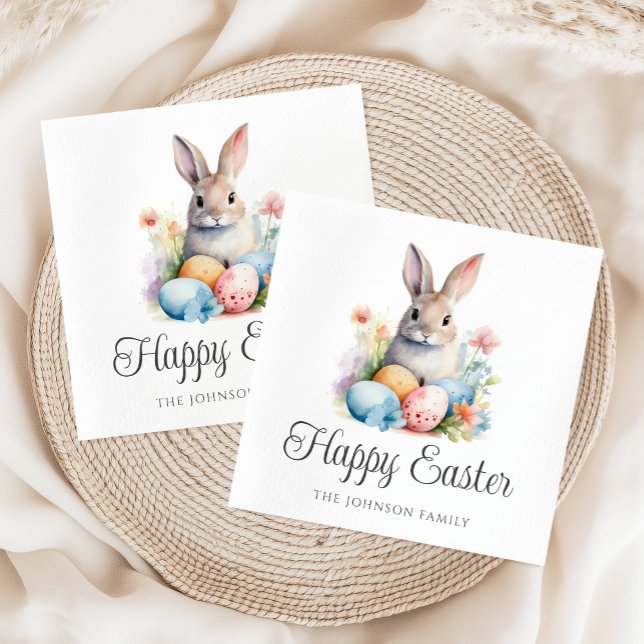 Söt kanin Glad påsk Pappersservett (Cute Bunny Happy Easter Napkins)