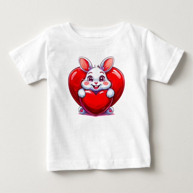 🐰💖 Söt Kanin Glänsande Hjärtas Babypresent ✨ T Shirt (Framsida)