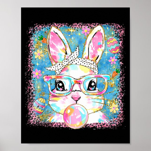 Söt kanin Gles Coquette Bow Kanin Ägg Glad Påsk Poster (Framsidan)
