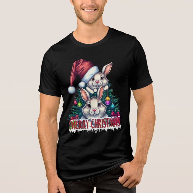 Söt kanin God Jul – Högtids Kanin T Shirt (Framsida)