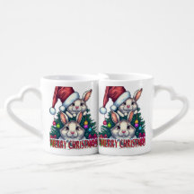 Söt kanin God Jul Par Muggset – Holida