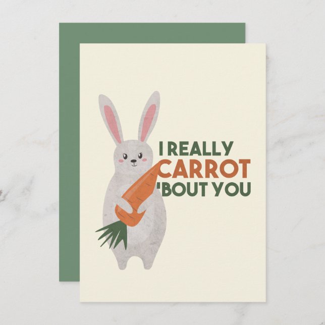 Söt kanin-gurk-pun - Jag bryr mig verkligen om dig Anteckningskort (Fram/baksida)