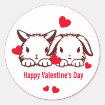 Söt kanin hjärta Alla hjärtans dag Klassisk rund d