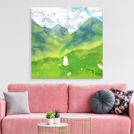 Söt kanin i Mountain View Canvastryck