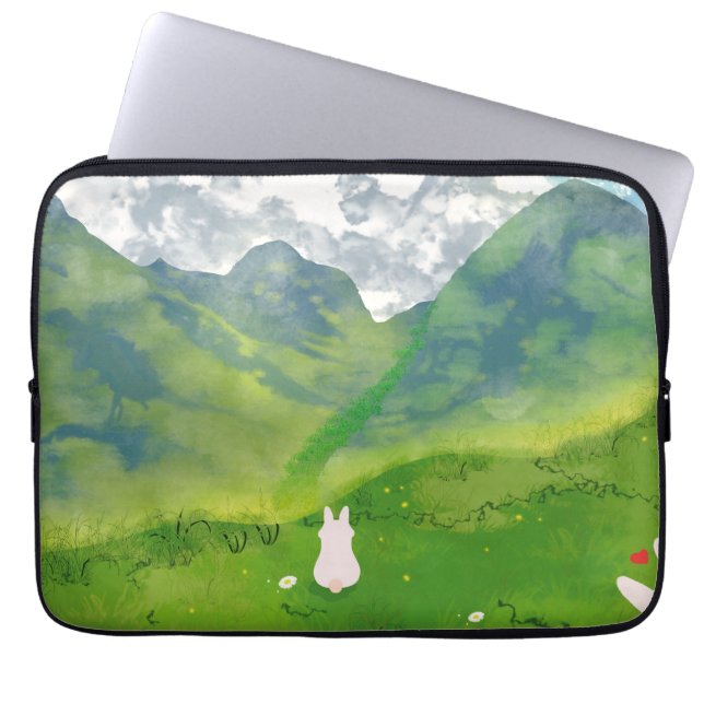 Söt kanin i Mountain View Laptop Fodral (Framsidan)
