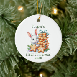 Söt kanin jul julgransprydnad keramik