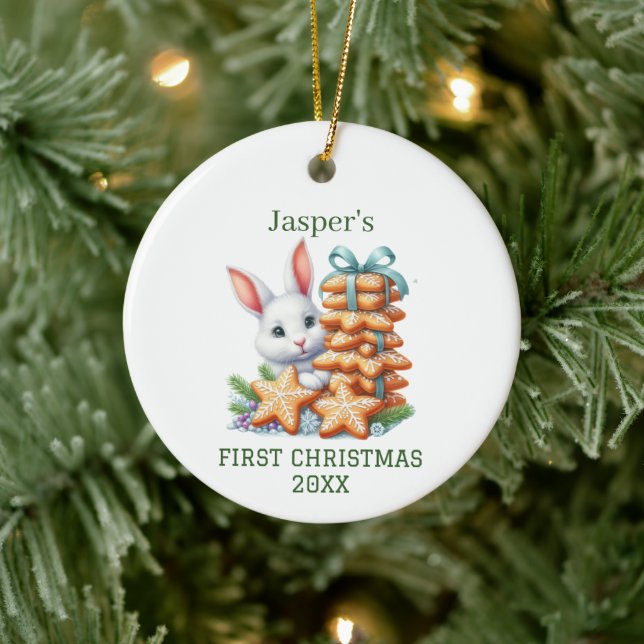 Söt kanin jul julgransprydnad keramik (Träd)