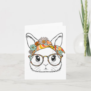 Söt kanin kanin ansikte groovy Gles flicka Glad på Kort