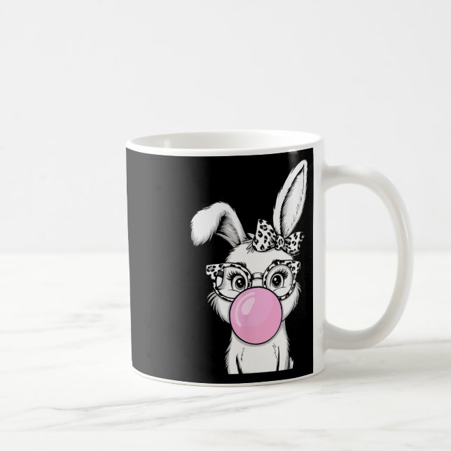 Söt kanin kanin ansikte leopard båge solglasögon p kaffemugg (Höger)