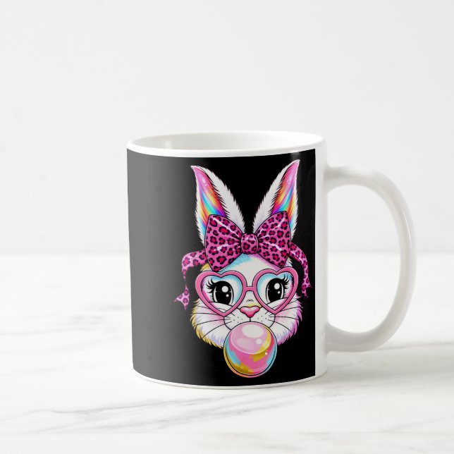 Söt kanin kanin ansikte leopard kokett båge glasög kaffemugg (Höger)