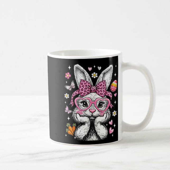 Söt kanin kanin ansikte leopard kokett båge påsk kaffemugg (Höger)