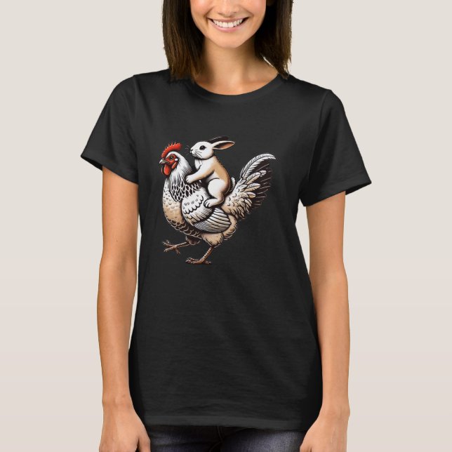 Söt kanin kanin höna t shirt (Framsida)