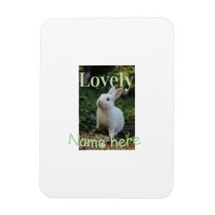 Söt kanin kanin husdjur foto namn grön pastell magnet