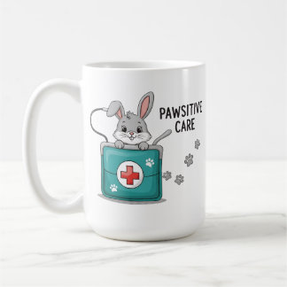 Söt kanin kanin veterinär assistent Positiv vård Kaffemugg