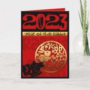 Söt Kanin Kinesiskt år 2023 Zodiak Födelsedag VGC Helgkort