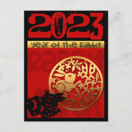 Söt Kanin Kinesiskt år 2023 Zodiakens Födelsedag V Helg Vykort