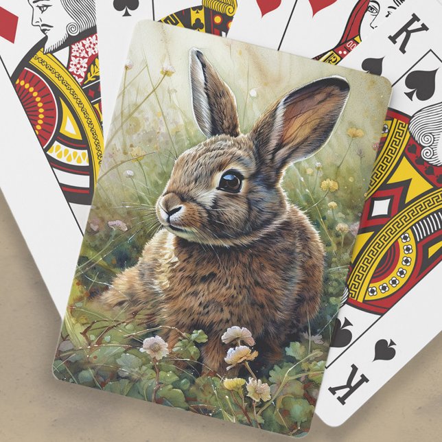 Söt kanin-klöver-målning  casinokort (Bunny rabbit and clover painting playing cards)