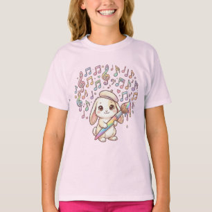 Söt Kanin Konstnär Barn T-Shirt – Musik & Måleri 